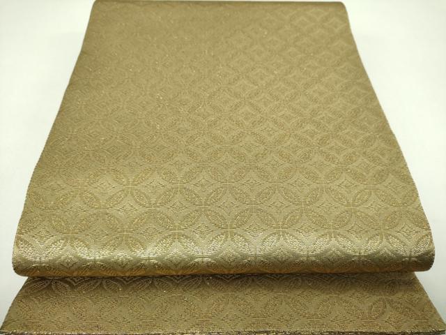 平和屋着物▼極上　両面　太鼓柄袋帯　金華山織　笹竹花文　金糸　正絹　逸品　未使用　DABJ8173ps
