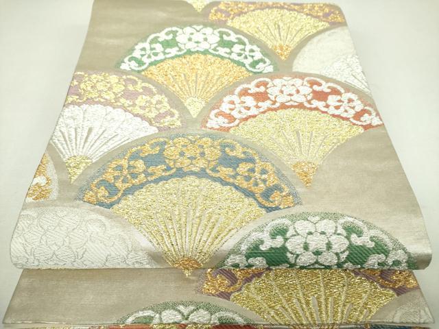 平和屋着物▼六通柄袋帯　菊青海文　金銀糸　正絹　逸品　DABJ8180ps