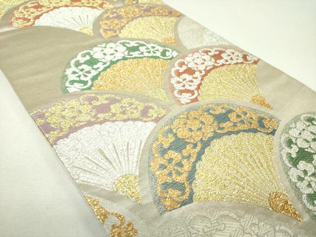 平和屋着物▼六通柄袋帯　菊青海文　金銀糸　正絹　逸品　DABJ8180ps