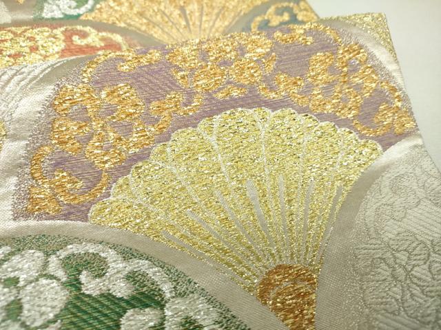平和屋着物▼六通柄袋帯　菊青海文　金銀糸　正絹　逸品　DABJ8180ps