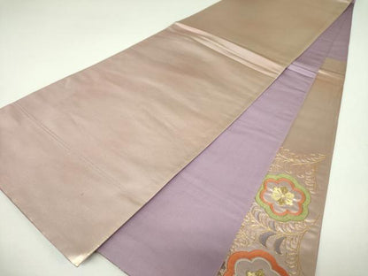 平和屋着物▼太鼓柄袋帯　駒刺繍　総刺繍　花唐草文　金糸　正絹　逸品　DABJ8184ps