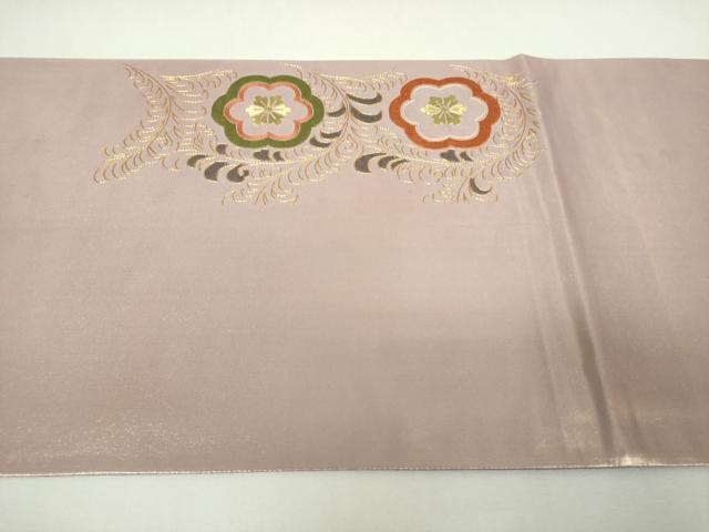 平和屋着物▼太鼓柄袋帯　駒刺繍　総刺繍　花唐草文　金糸　正絹　逸品　DABJ8184ps