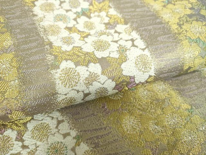 平和屋着物▼六通柄袋帯　舞桜　金糸　正絹　逸品　DABJ8185ps