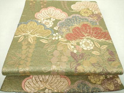 平和屋着物▼六通柄袋帯　藤花房　梅松文　金糸　正絹　逸品　DABJ8186ps