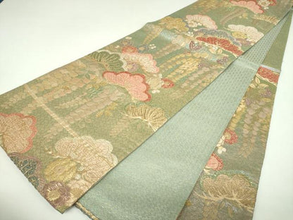 平和屋着物▼六通柄袋帯　藤花房　梅松文　金糸　正絹　逸品　DABJ8186ps