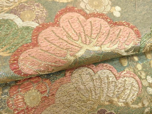 平和屋着物▼六通柄袋帯　藤花房　梅松文　金糸　正絹　逸品　DABJ8186ps