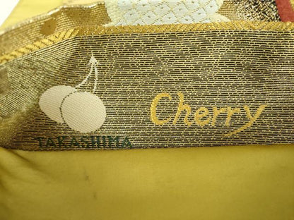 平和屋着物▼六通柄袋帯　唐織　七宝花文　舞桜　金銀糸　正絹　逸品　DABJ8190ps