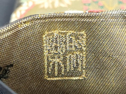 平和屋着物▼西陣　じゅらく謹製　六通柄袋帯　唐織　花青海波　金銀糸　正絹　逸品　DABJ8195ps