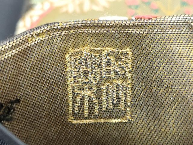 平和屋着物▼西陣　じゅらく謹製　六通柄袋帯　唐織　花青海波　金銀糸　正絹　逸品　DABJ8195ps