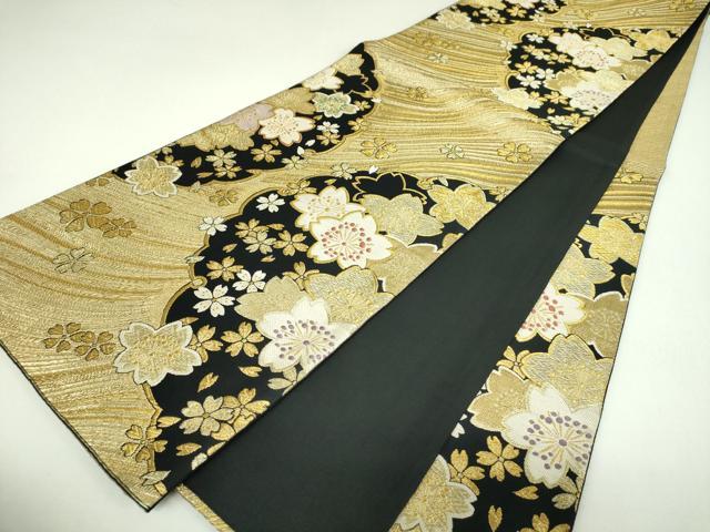 平和屋着物▼六通柄袋帯　雪輪舞桜　金糸　正絹　逸品　DABJ8198ps