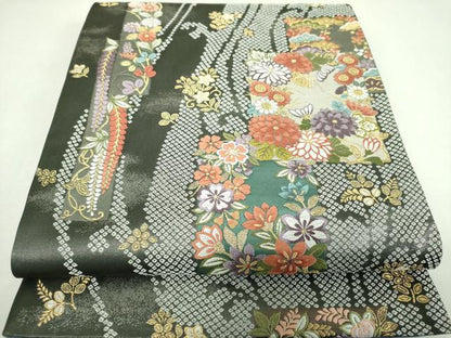 平和屋着物▼六通柄袋帯　唐織　君子小袖文　金銀糸　正絹　逸品　DABJ8213ps