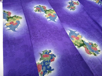 平和屋本店●アンティーク　大正ロマン　小紋　唐獅子　暈し染め　正絹　逸品　DABJ8232ps