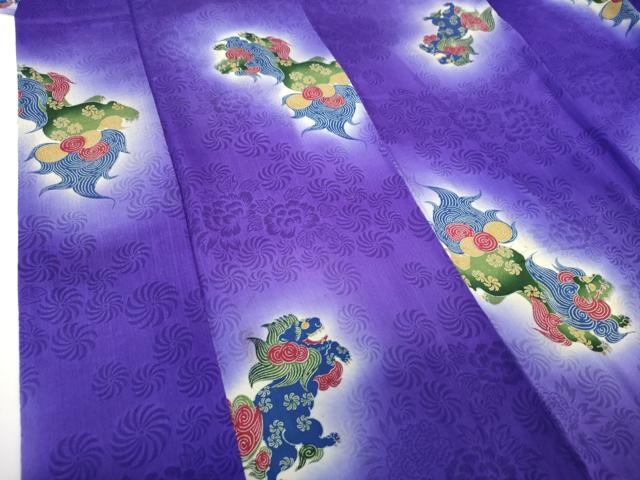 平和屋本店●アンティーク　大正ロマン　小紋　唐獅子　暈し染め　正絹　逸品　DABJ8232ps