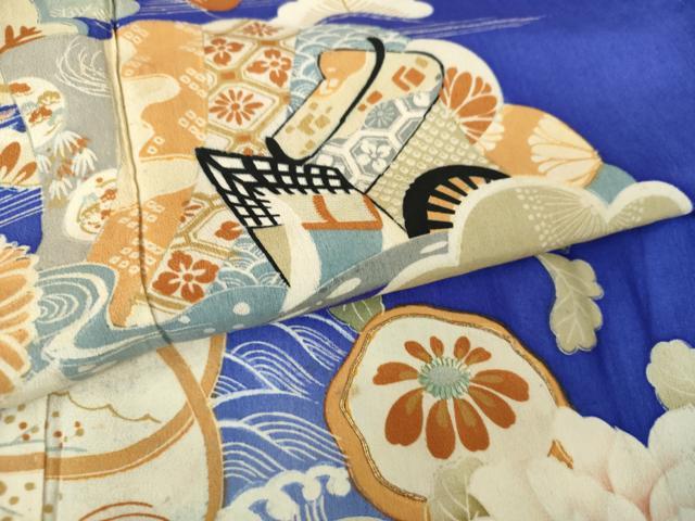 平和屋本店●アンティーク　大正ロマン　色留袖　駒刺繍　檜扇御所車花文　暈し染め　正絹　逸品　DABJ8233ps