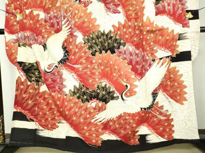 平和屋本店●アンティーク　大正ロマン　振袖　駒刺繍　飛鶴松文　金銀彩　正絹　逸品　DABJ8234ps