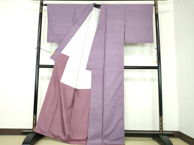 平和屋着物●上質な紬　色無地　鳩羽色　正絹　逸品　DABJ8238ps