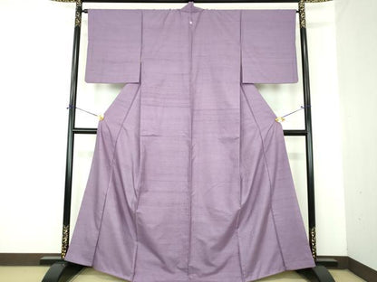 平和屋着物●上質な紬　色無地　鳩羽色　正絹　逸品　DABJ8238ps