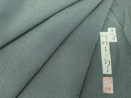 平和屋着物●二代目　川村久太郎　江戸小紋　万筋　濃紺色×灰色　正絹　逸品　DABJ8243ps