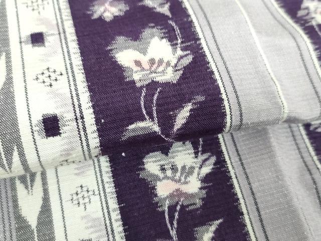 平和屋着物●上質な紬　花唐草間道　正絹　逸品　DABJ8244ps