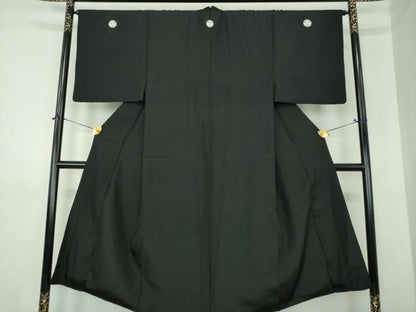 平和屋着物●男性　黒紋付　正絹　逸品　DABJ8247ps