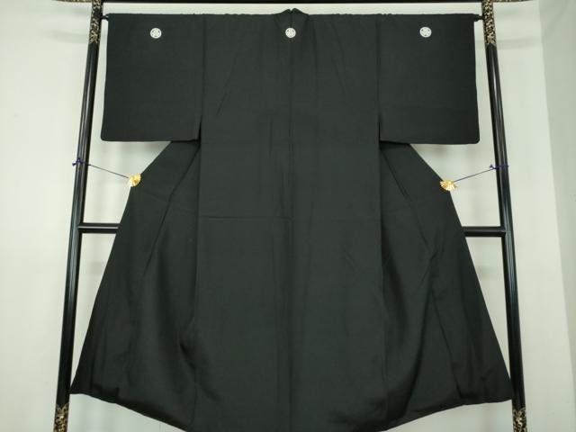 平和屋着物●男性　黒紋付　正絹　逸品　DABJ8247ps