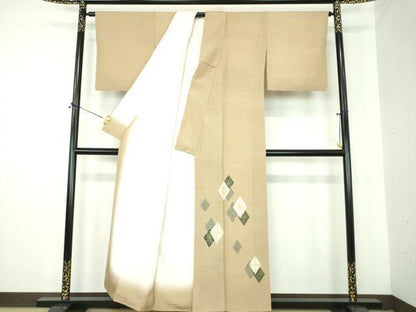 平和屋着物●訪問着　駒刺繍　花菱文　金彩　正絹　逸品　DABJ8248ps