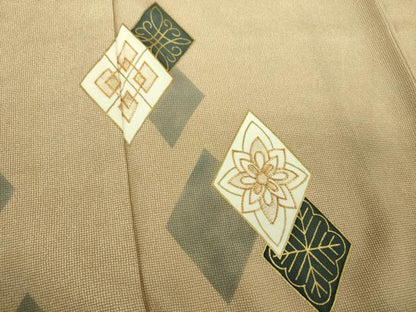 平和屋着物●訪問着　駒刺繍　花菱文　金彩　正絹　逸品　DABJ8248ps