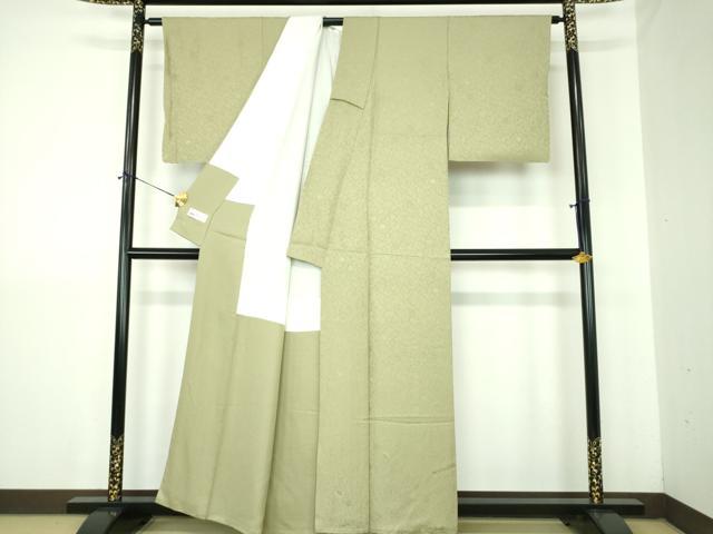 平和屋着物●上質な色無地　花唐草地紋　鶸茶色　やまと誂製　正絹　逸品　DABJ8249ps