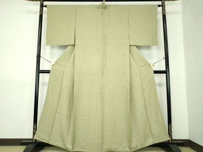 平和屋着物●上質な色無地　花唐草地紋　鶸茶色　やまと誂製　正絹　逸品　DABJ8249ps