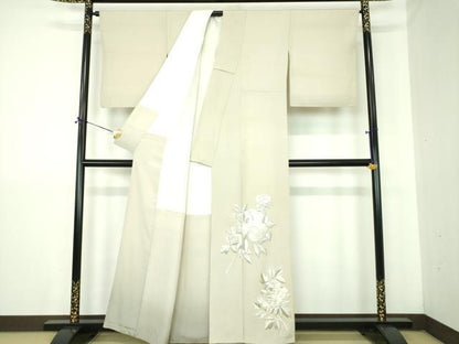 平和屋着物●豪華色留袖　総刺繍　牡丹文　金銀糸　正絹　逸品　DABJ8250ps