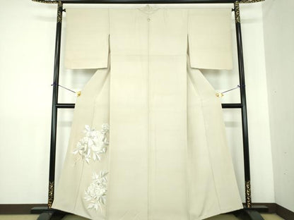 平和屋着物●豪華色留袖　総刺繍　牡丹文　金銀糸　正絹　逸品　DABJ8250ps