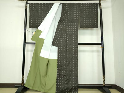平和屋着物●上質な紬　絣絵　正絹　逸品　DABJ8253ps