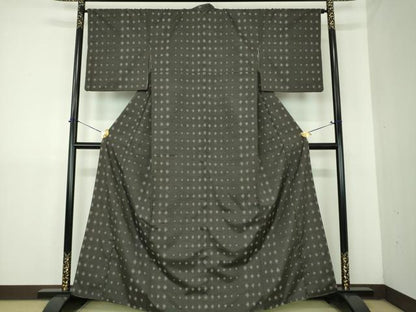 平和屋着物●上質な紬　絣絵　正絹　逸品　DABJ8253ps