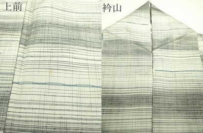 平和屋着物●上質な紬　めがね織　横段文　正絹　逸品　DABJ8255ps