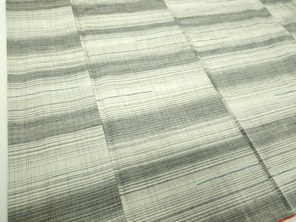 平和屋着物●上質な紬　めがね織　横段文　正絹　逸品　DABJ8255ps