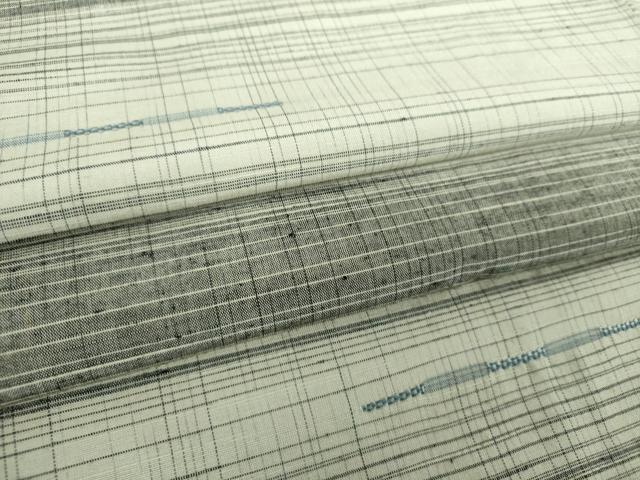 平和屋着物●上質な紬　めがね織　横段文　正絹　逸品　DABJ8255ps