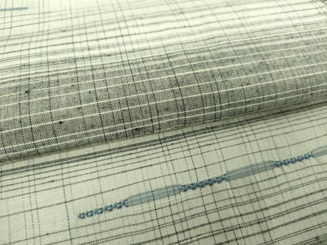 平和屋着物●上質な紬　めがね織　横段文　正絹　逸品　DABJ8255ps