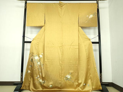 平和屋着物●訪問着　螺鈿　流水枝花文　金銀彩　正絹　逸品　DABJ8260ps
