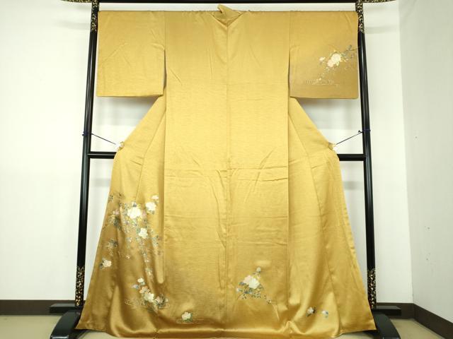 平和屋着物●訪問着　螺鈿　流水枝花文　金銀彩　正絹　逸品　DABJ8260ps