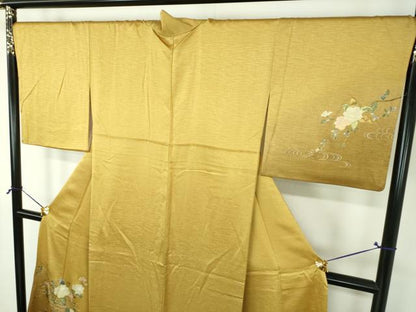 平和屋着物●訪問着　螺鈿　流水枝花文　金銀彩　正絹　逸品　DABJ8260ps