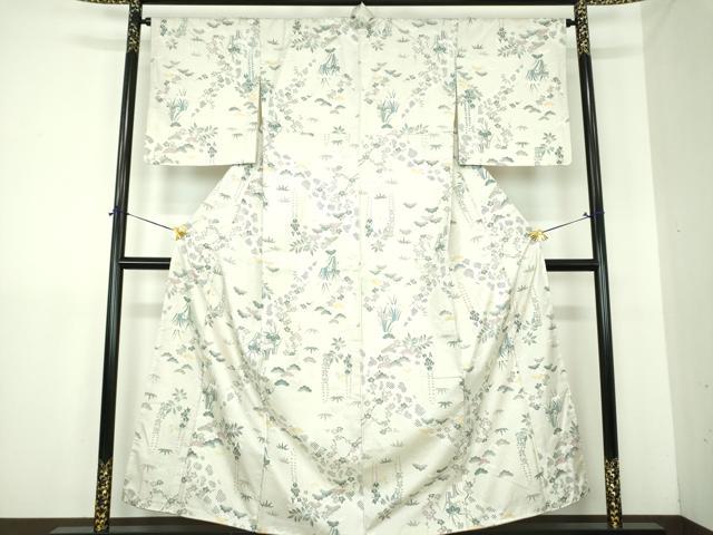平和屋着物●本場染大島紬　松竹梅　雲取り花文　正絹　逸品　DABJ8262ps