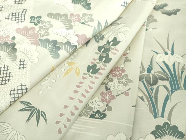 平和屋着物●本場染大島紬　松竹梅　雲取り花文　正絹　逸品　DABJ8262ps