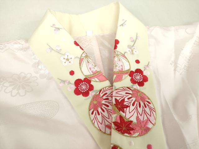 平和屋着物●振袖用長襦袢　無双仕立て　半衿刺繍　霞花地紋　洗える着物　DABJ8264ps