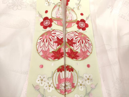 平和屋着物●振袖用長襦袢　無双仕立て　半衿刺繍　霞花地紋　洗える着物　DABJ8264ps