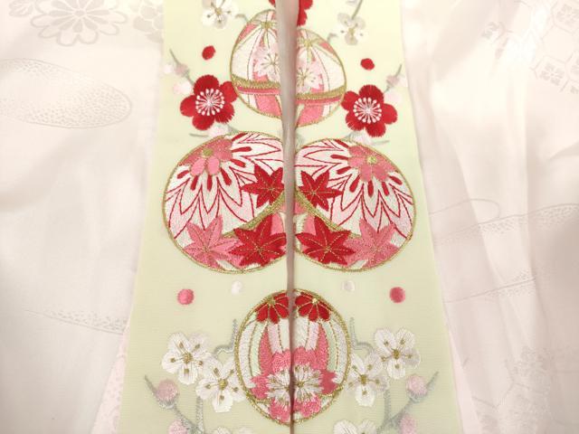 平和屋着物●振袖用長襦袢　無双仕立て　半衿刺繍　霞花地紋　洗える着物　DABJ8264ps