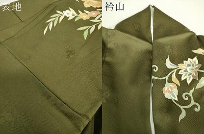 平和屋着物●訪問着　駒刺繍　花喰鳥　舞蝶更紗花文　金彩　正絹　逸品　DABJ8266ps