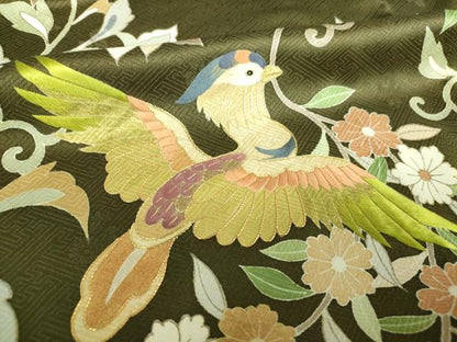 平和屋着物●訪問着　駒刺繍　花喰鳥　舞蝶更紗花文　金彩　正絹　逸品　DABJ8266ps
