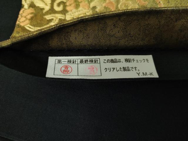 平和屋着物▼六通柄袋帯　名物裂花文　金銀糸　引箔　正絹　逸品　DABJ8283ps