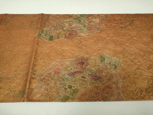 平和屋着物▼中国三大刺繍　スワトウ刺繍　汕頭刺繍　総刺繍　太鼓柄袋帯　駒刺繍　正倉院鳳凰花文　金彩　引箔　正絹　逸品　DABJ8292ps