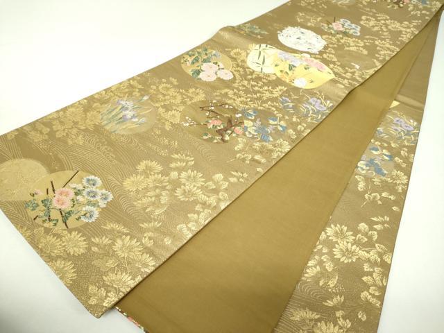 平和屋着物▼六通柄袋帯　唐織　花丸文　金銀糸　正絹　逸品　DABJ8295ps
